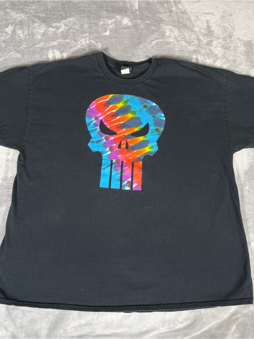 Marvel Punisher Tie Dye Logo T Shirt Mens 2XL Slim (Estimated) Mad Engine Faded